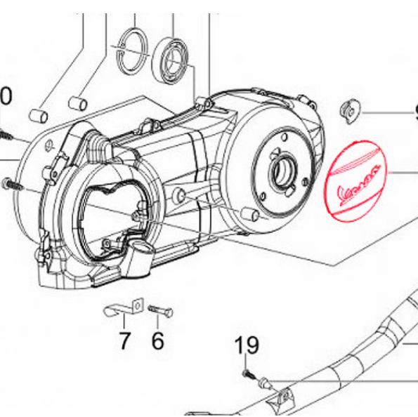 درب پوش کلاچ وسپا 3V tech اورجینال 155106