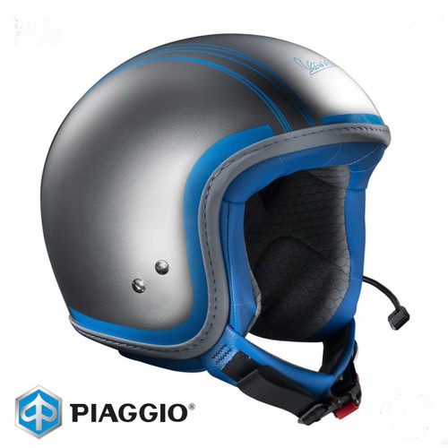 کلاه کاسکت وسپا نقرهای کیت بلوتوث پیاجیو سایز L