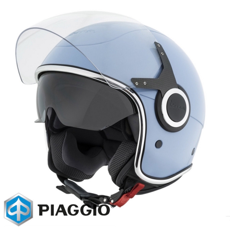 کلاه کاسکت وسپا آبی آسمانی براق VJ اورجینال پیاجیو سایز L