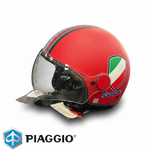 کلاه کاسکت وسپا قرمز مات پرچم ایتالیا اورجینال پیاجیو