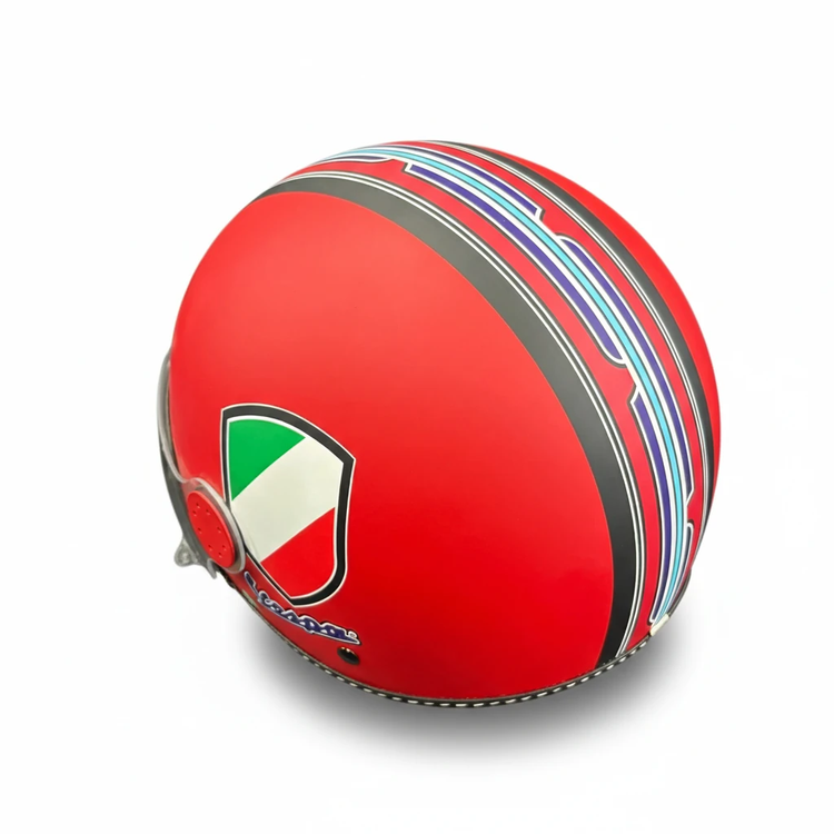 کلاه کاسکت وسپا قرمز مات پرچم ایتالیا اورجینال پیاجیو