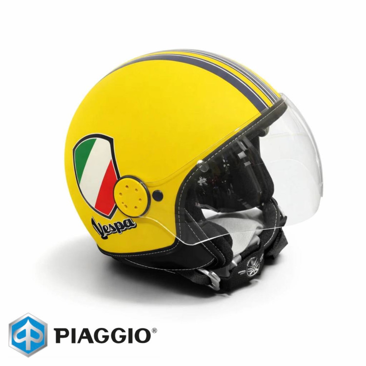 کلاه کاسکت وسپا زرد مات پرچم ایتالیا اورجینال پیاجیو