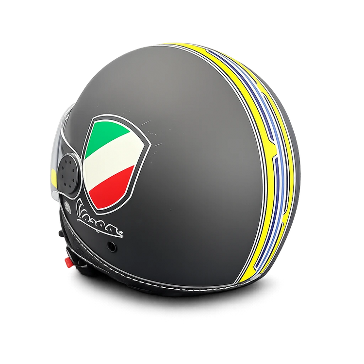 کلاه کاسکت وسپا مشکی مات پرچم ایتالیا اورجینال