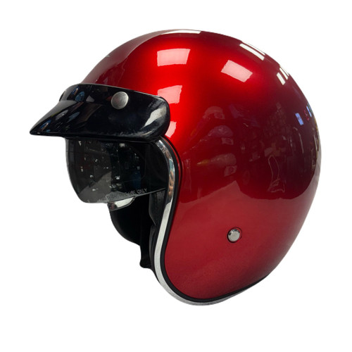 کلاه کاسکت تکنو TEKNO بدون فک زرشکی براق سایز XL