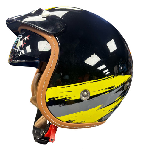 کلاه کاسکت ردلاین RedLine بدون فک مشکی زرد براق سایز