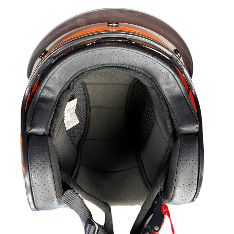 کلاه کاسکت تکنو TEKNO بدون فک نارنجی براق