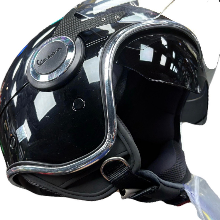 کلاه کاسکت وسپا مشکی براق مدل VJ