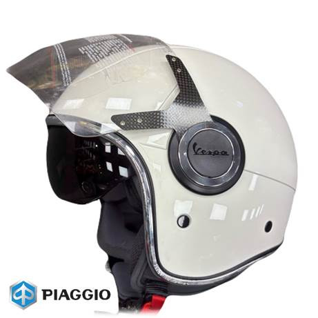 کلاه کاسکت وسپا سفید براق مدل VJ