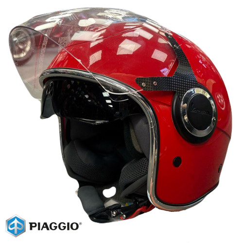 کلاه کاسکت وسپا قرمز براق مدل VJ سایز XL