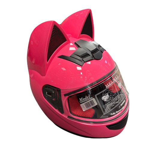 کلاه کاسکت فک ثابت گوشدار صورتی